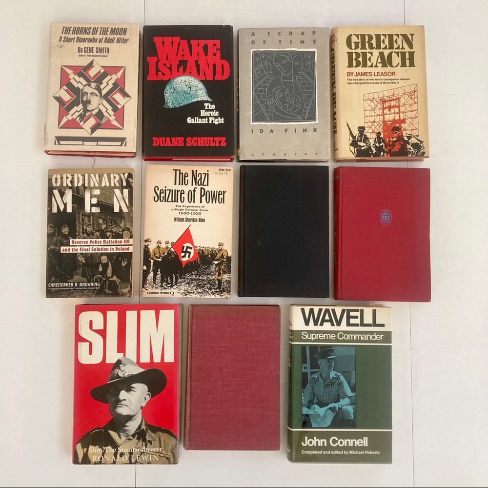 Lot of 11 Vintage WWII Holocaust Books GUC-VGUC Hardcover Paperback 40s-90s WW2